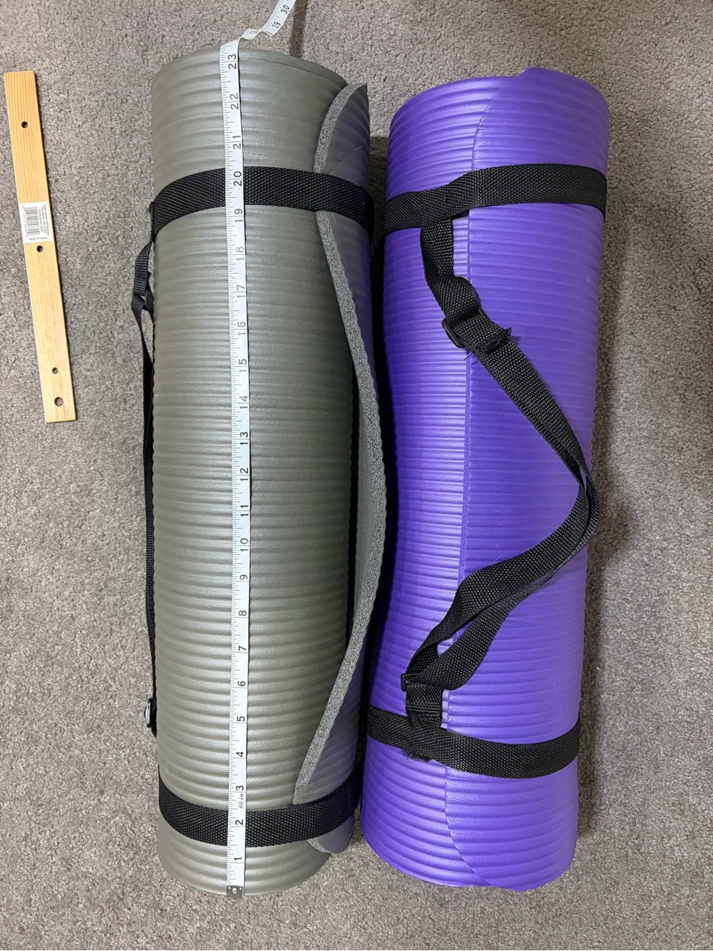 Purple and Black Ribbed Foam Yoga Mat